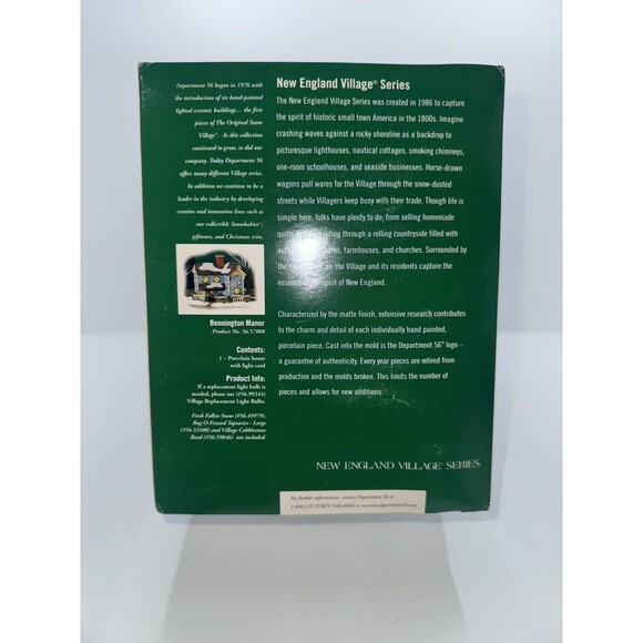 Dept 56 New England Village Series Bennington Manor #57008 Retired - Picture 10 of 13